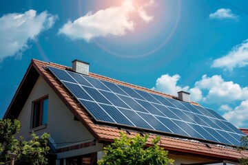Fototapeta premium Solar panels on a house roof