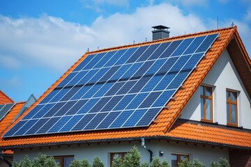 Fototapeta premium Solar panels on a house roof