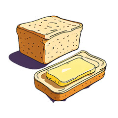 illustration of bread and butter icon on transparent background