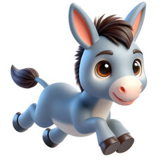 Cute 3d donkey isolated on white background
