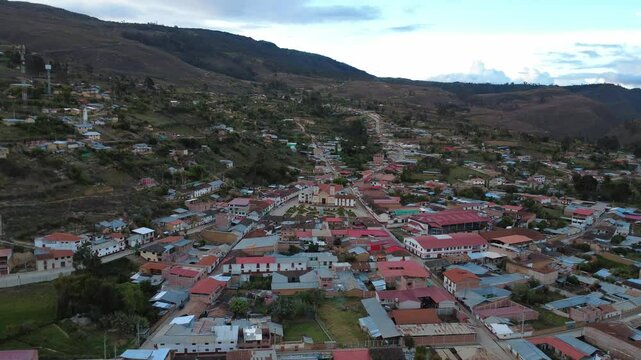 Lamud city, flying by drone, provincia de luya