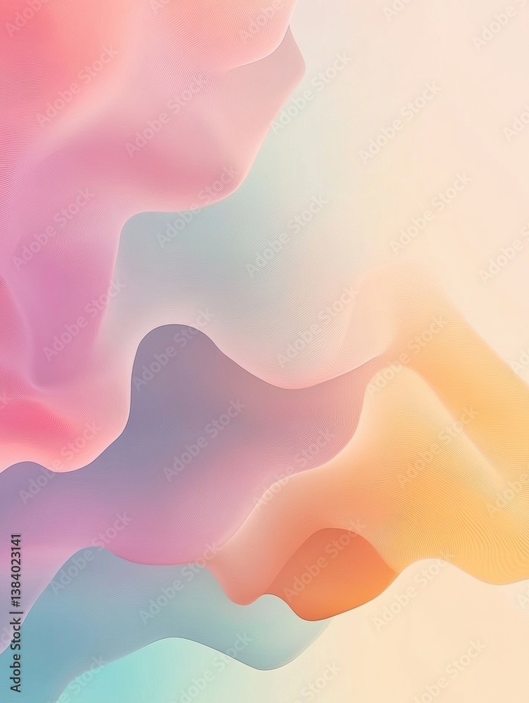 Aufkleber Modern abstract background featuring layered gradient forms in soft pastel tones for a fluid minimalistic aesthetic