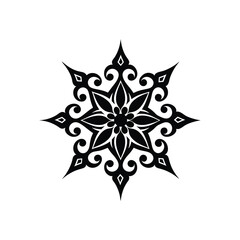 Black and white star snowflake ornament vector design element