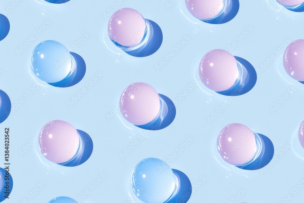 Aufkleber minimalistic water droplet pattern with soft reflections on a light blue background for a fresh and 