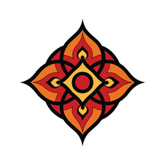 Obraz premium Red and yellow star vector illustration, a fiery tribal star shape design element