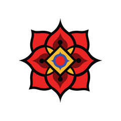 graphics ornament Red and Yellow Star with Wings Vector Illustration