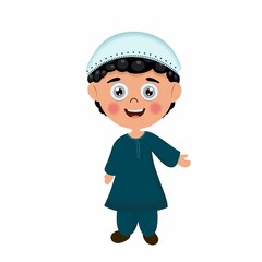 Muslim baby boy cartoon character , Muslim boy vactor image, vactor illustration 