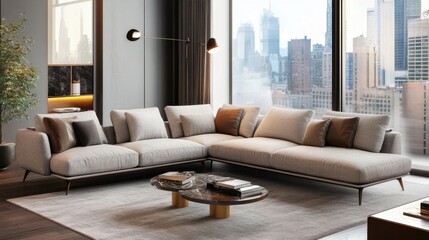 Obraz premium a living room with a couch and a coffee table