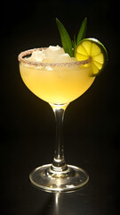 "Daiquiri's ice glows internally, refracting into lime liquid while rum pulses golden. Sugared rim sparkles like saltwater diamonds under vibrant bar lighting."