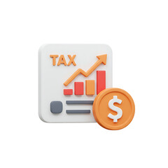 3D tax icon with an upward arrow and dollar coins, symbolizing financial growth