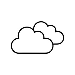 Two fluffy clouds drift peacefully across a bright sky, a simple line art design.