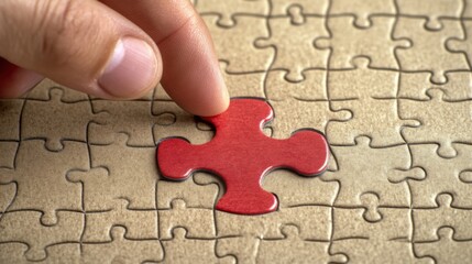 a person placing a piece of a puzzle