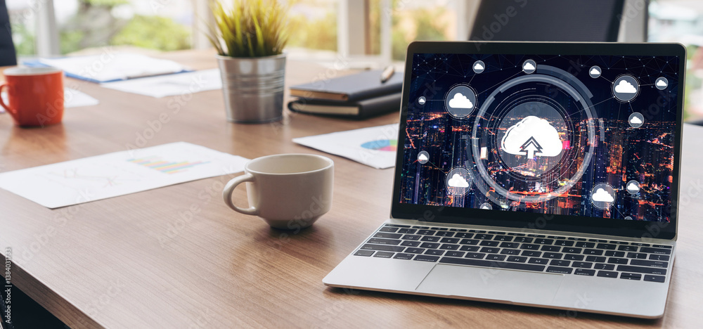 Poster cloud computing software for modish remote work and personal data storage