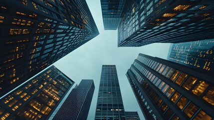 Pixelated View Of Skyscrapers At Night