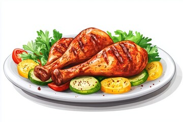 mockup grilled chicken with vegetables