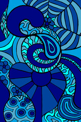 a trippy pattern inspired by the 1960's. using the cool colour of blue