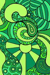 a trippy pattern inspired by the 1960's. using the floral colour green