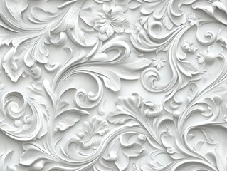 Seamless barocco scrollwork pattern venzel and whorl Royal vintage Victorian Gothic Rococo white background
