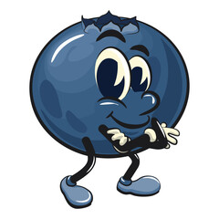 Cute blueberry fruit vektor illustration mascot character folding his arms calmly, work of hand drawn