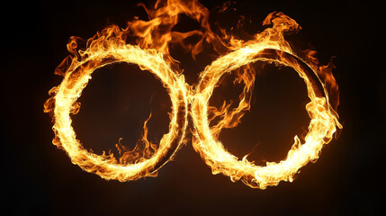 Fire rings, burning vector round frames. Realistic burn circles with flame tongues on edges. 3d flare circles for circus performance, Burned hoops or holes in fire, isolated circular borders set