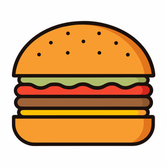 burger on white background line art 