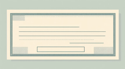 Blank bank check. Checkbook cheque template. Vector document with empty fields for personal and financial information, allowing users to create customized checks for Secure financial transactions
