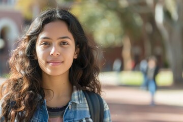 Portrait of a young Hispanic female student on college campus