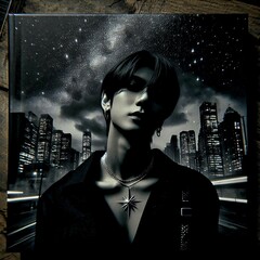 Futuristic vintage american fashion young man