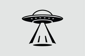UFO in Space Silhouette Illustration and Extraterrestrial.