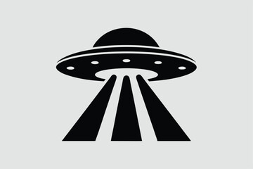 UFO in Space Silhouette Illustration and Extraterrestrial.