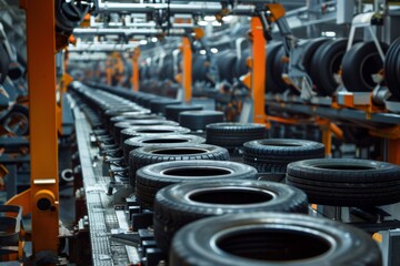 Obraz premium tire factory production line