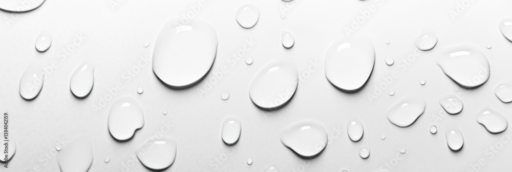Poster minimalistic water droplet pattern showcasing dewy reflections on a clean surface in a bright, fresh