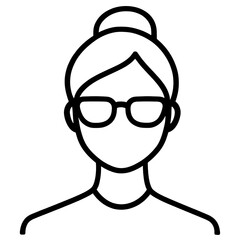 Minimalist Female Avatar Icon with Glasses. Simple Line Art Illustration for Profile and Identity.