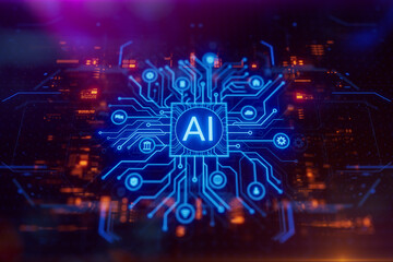 Artificial intelligence and machine learning concept. Abstract technology background.