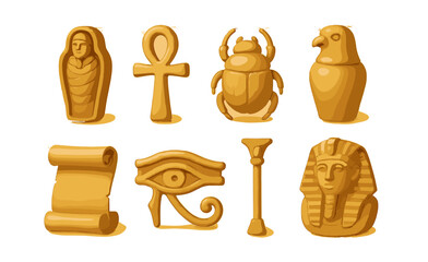 Ancient egyptian icon set: a representation of timeless symbols and artifacts. Vector icons