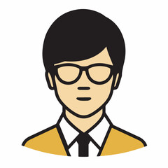 Person avatar poses wearing glasses corporate design