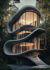  Futuristic Organic Architecture House With Flowing Concrete Curves