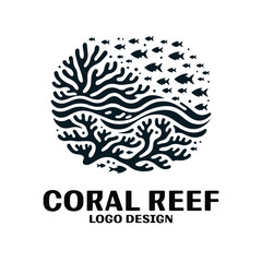 Coral Reef Vector Logo Design