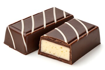 Chocolate candy with cream filling isolated on white background