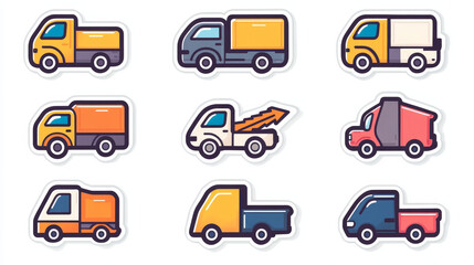 Fototapeta premium Free delivery icons, truck and arrow for shipping or courier service vector 24 hours express order symbols. Free delivery stickers with van car and parcel box or mail package for express shipping