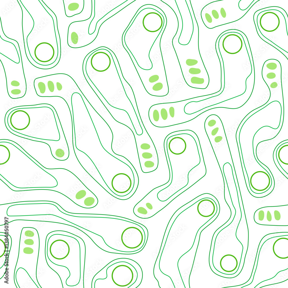 Sticker golf course layout seamless pattern. top view of vector map outline blueprint