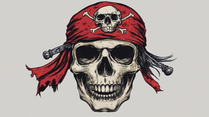 Danger pirate skull in bandane for tattoo or t-shirt design. Jpeg version also available in gallery