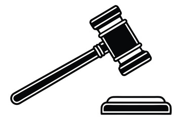 Judge gavel silhouette icon, Judge hammer silhouette vector, Judge gavel icon vector illustration.