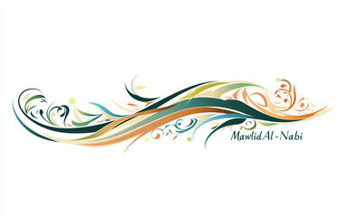 Fototapeta premium A Beautifully Crafted Arabic Calligraphy of Mawlid Isolated On White Background.