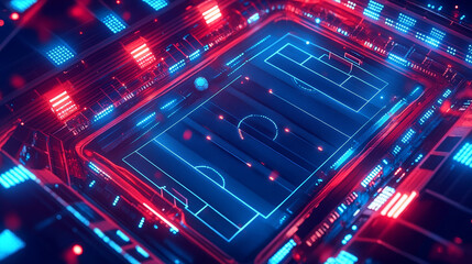 Sport stadium or arena vector isolated icons set. Futuristic or modern linear sport stadium design with lamps and flag poles. Sporting field symbols or badges of playfield for soccer or football game