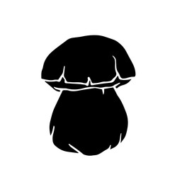 Silhouette, stamp, stencil of forest porcini mushrooms.Vector graphics.