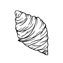 Line sketch,doodle of baking,croissant. Vector graphics.