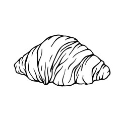 Line sketch,doodle of baking,croissant. Vector graphics.