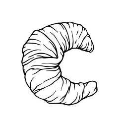 Line sketch,doodle of baking,croissant. Vector graphics.