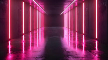 Pink Neon Glowing Tunnel Interior Design